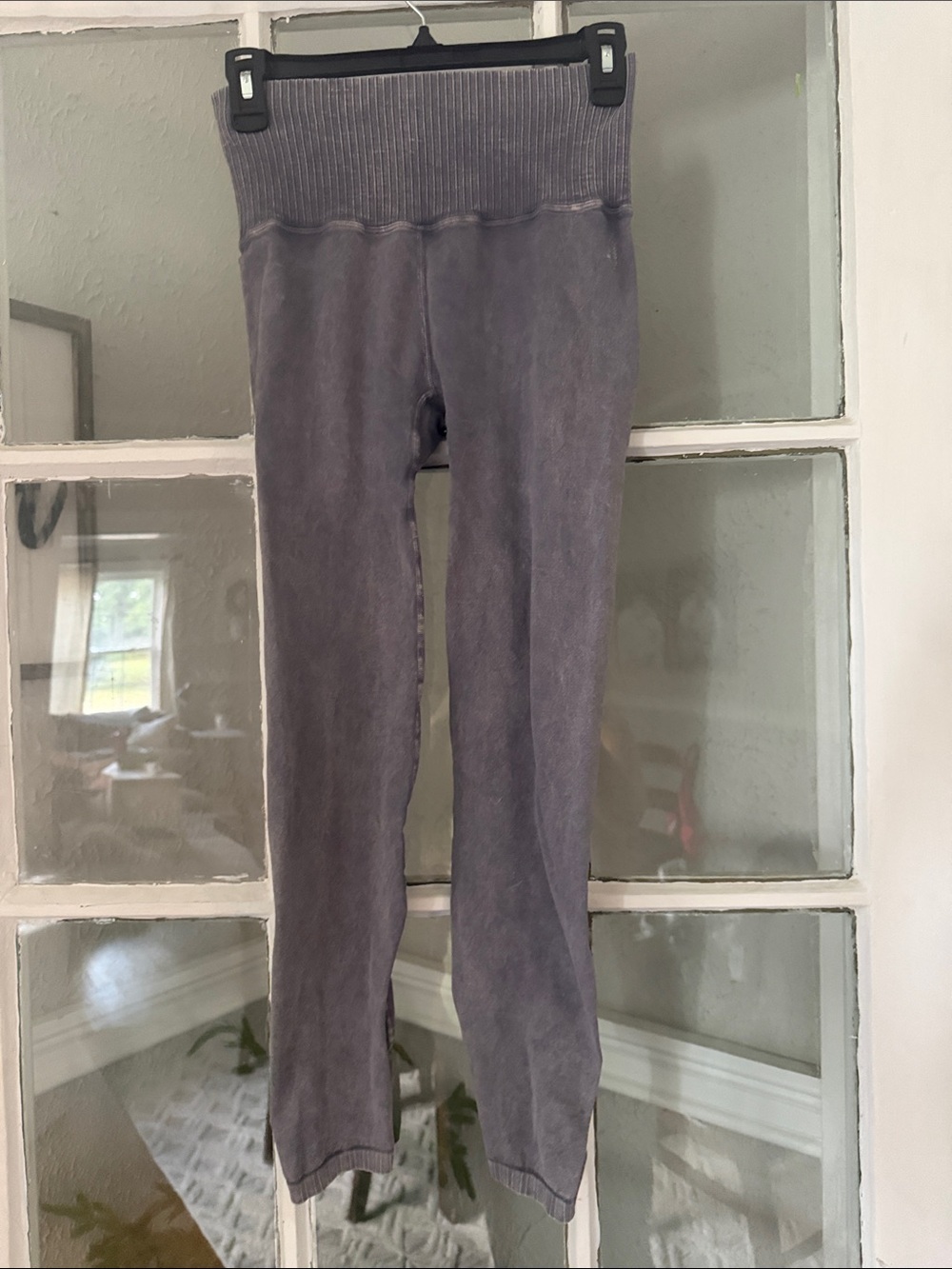 Free People Movement Purple Rib-Waist Leggings with Detailing